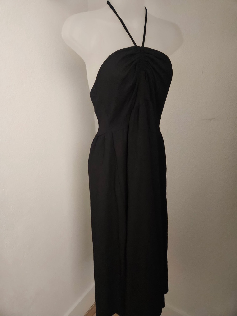 H&M Black Strapless Midi Dress with Halter Tie size M